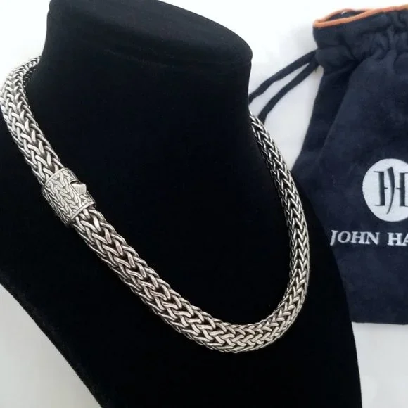 SOLD - JOHN HARDY - ICON Sterling Silver 11mm Woven Necklace - Mint! $2200 - Picture 3 of 7